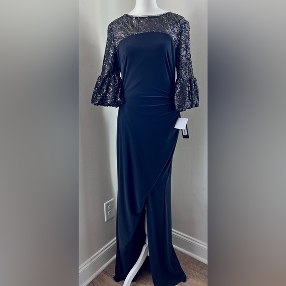 BETSY & ADAM sequin jersey GOWN - Picture 3 of 11